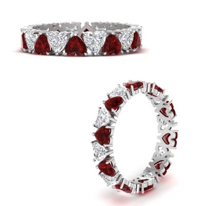 4 Carat Heart Eternity Band With Ruby