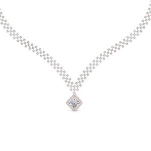 Checks Design Diamond Necklace