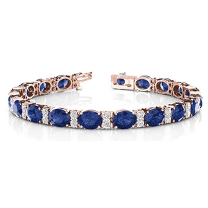 sapphire and diamond tennis bracelet in FDOBR 70033OVANGLE2 NL RG