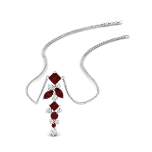 Cluster Symmetry Ruby Drop Necklace