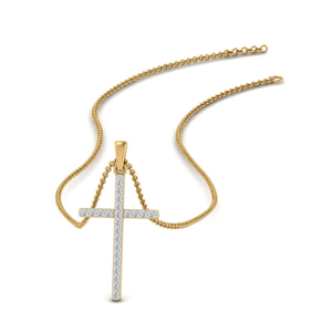 Simple diamond cross pendant in yellow gold FD PD10797 NL YG