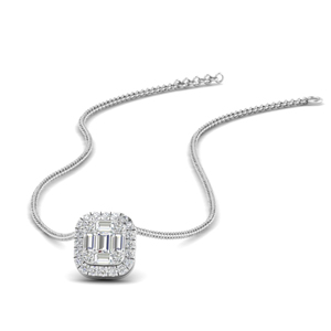Half Carat Baguette And Round Pendant in FDPD10839 NL WG