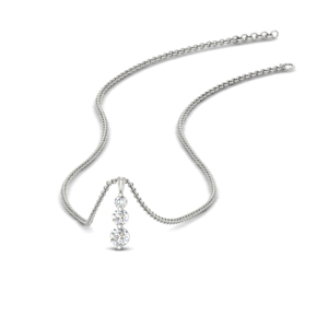 3 diamond drop pendant necklace in 14K white gold FDPD11293 0.30CT NL WG