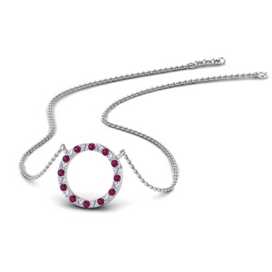 Pink Sapphire & Diamond Necklace For Women