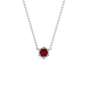 Hexagon Solitaire Ruby Necklace