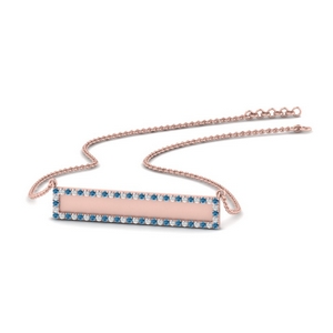 Gold Bar Necklace With Blue Topaz