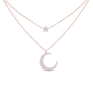 Rose Gold Moon And Star Necklace