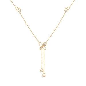 Flower Lariat Gold Diamond Necklace