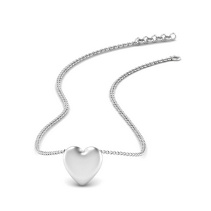 Puffy Heart White Gold Necklace