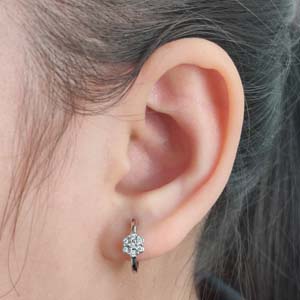 flower small 2 tone hoop huggie earrings in fdear10833 fancy nl wg
