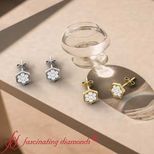 hexagon pave diamond studs earrings in fdear11115 fancy nl yg