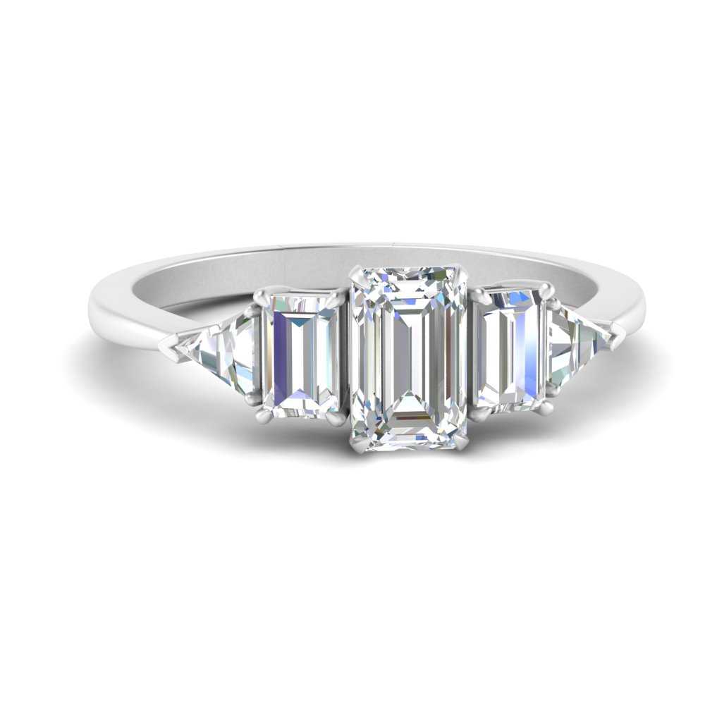 7x5 mm Emerald Cut Moissanite 5 Stone Ring