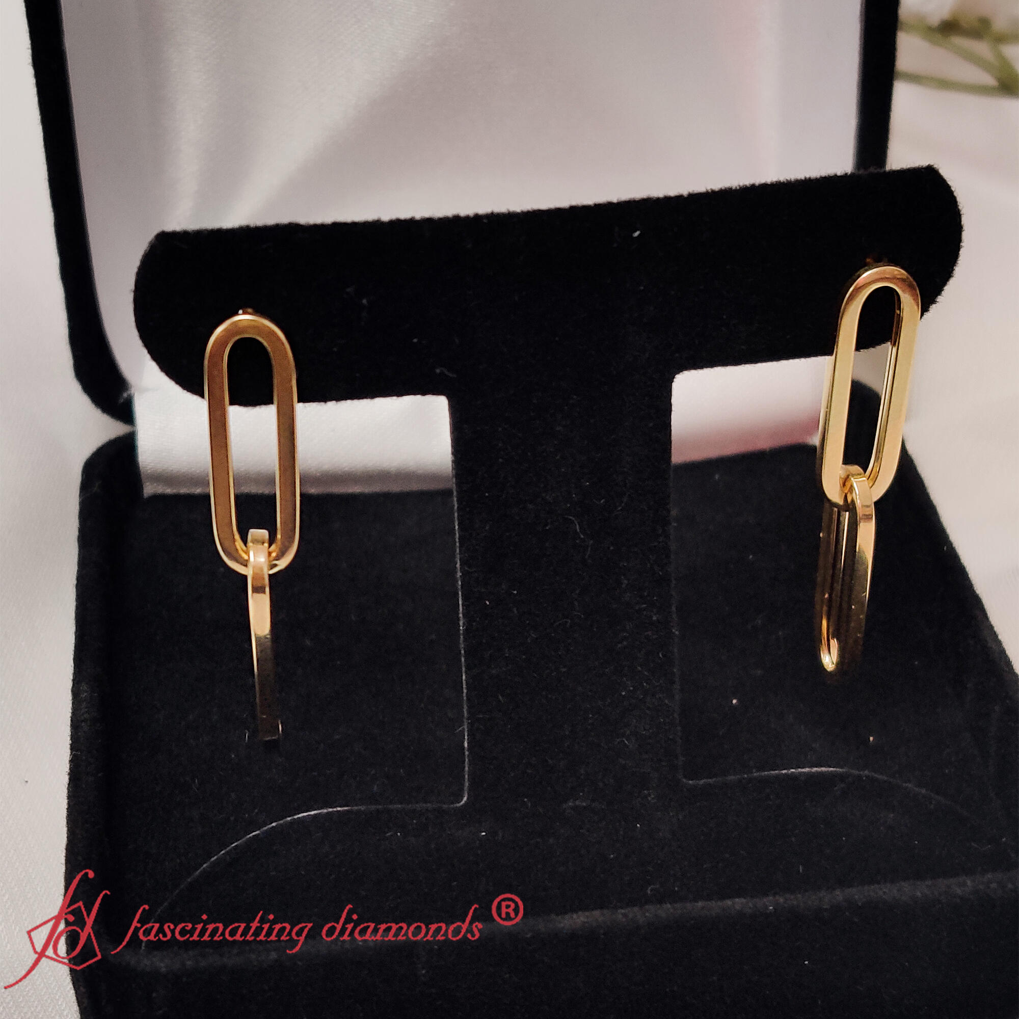 Paper Clip Dangle Earrings with 14K Yellow Gold undefined