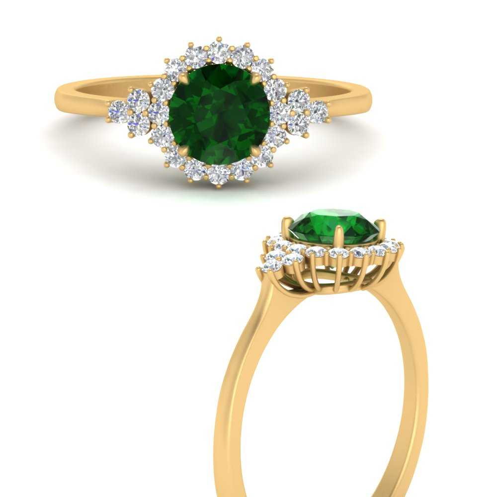 Emerald Halo Cluster Ring