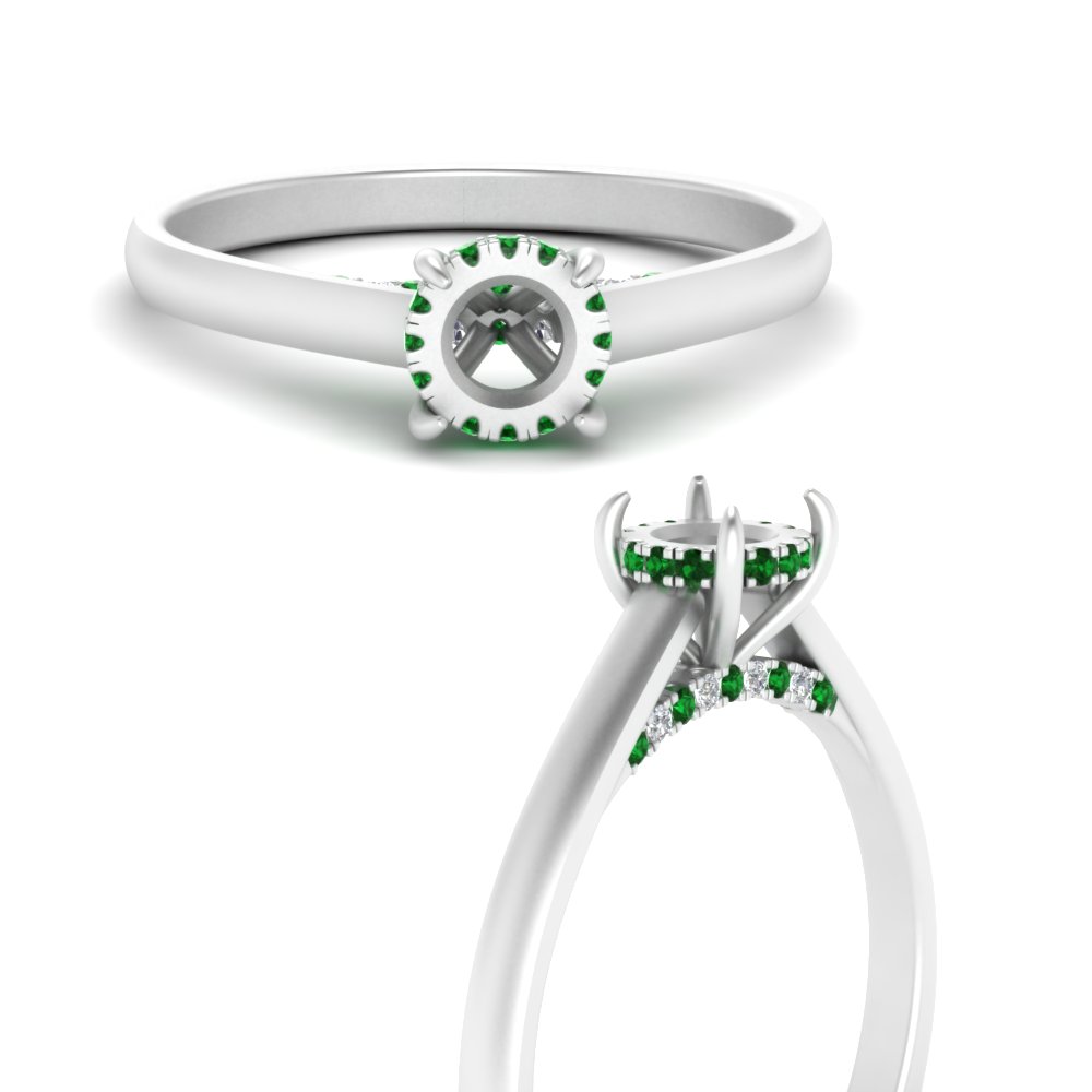 Solitaire Court Profile Rings High Profile Semi Mount Solitaire Engagement Ring With Hidden Emerald ...