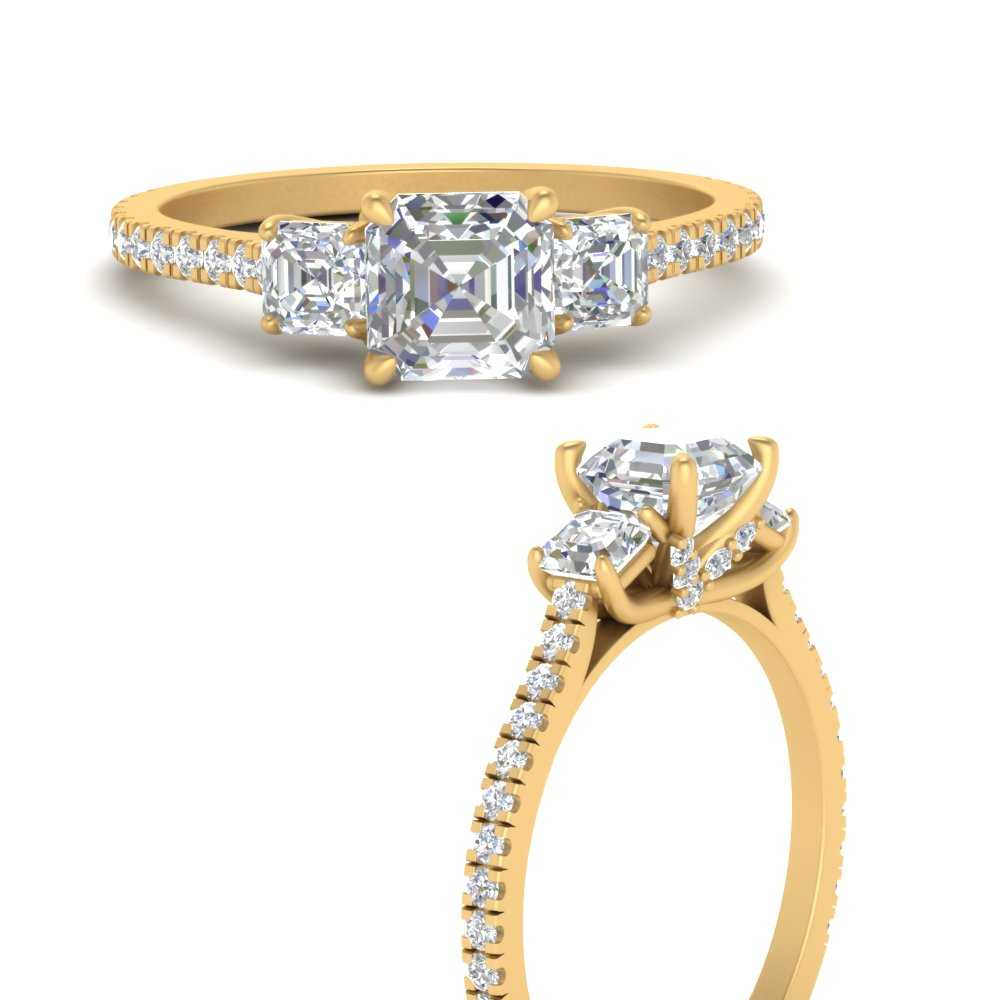 Onafhankelijk Accumulatie Invloed Royal Asscher Cut 3 Stone Ring In 18K Yellow Gold | Fascinating Diamonds