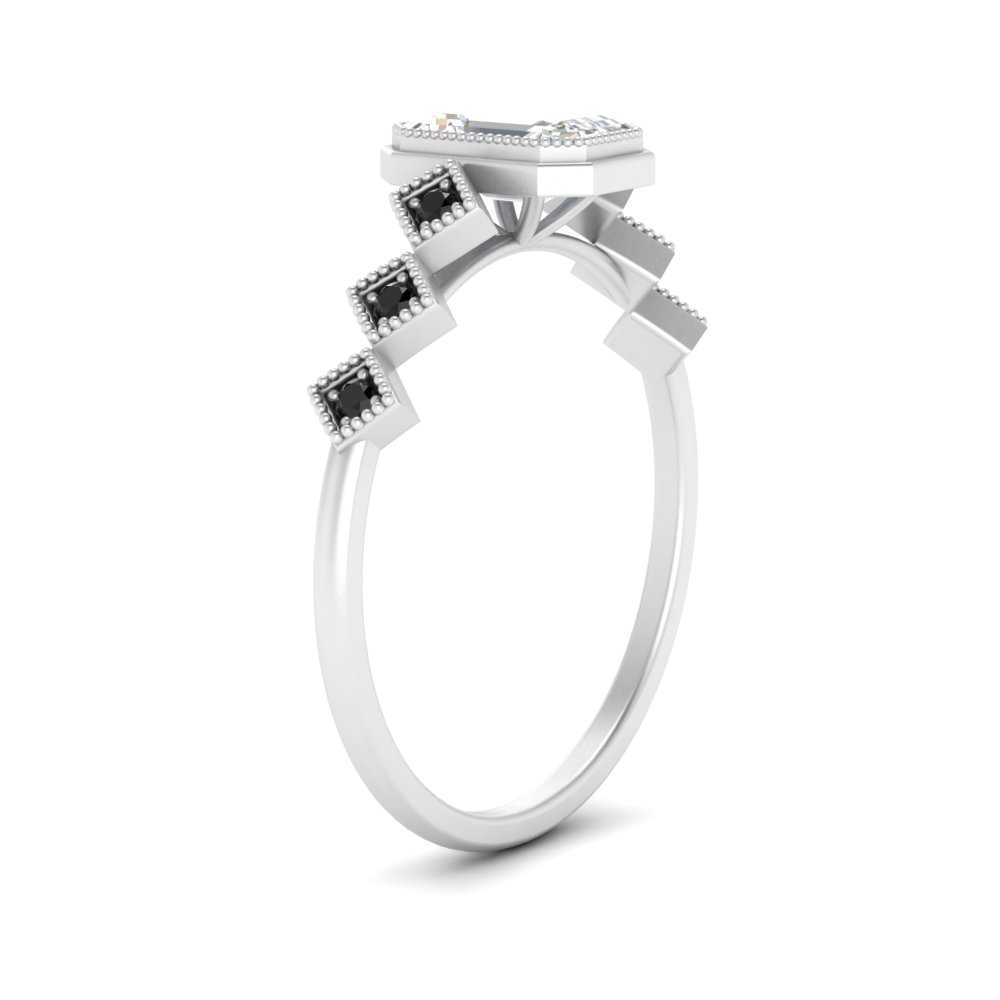 Half Carat Emerald Cut Accented Diamond Ring