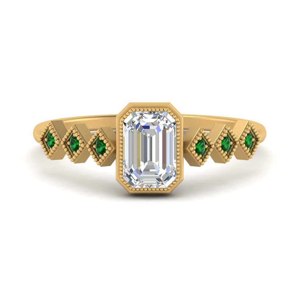 Half Carat Emerald Cut Accented Diamond Ring