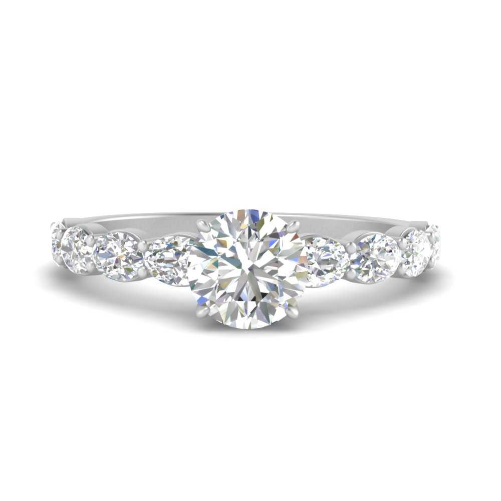 Round Shaped Oval Accented Engagement Ring with White Diamond in 950 Platinum