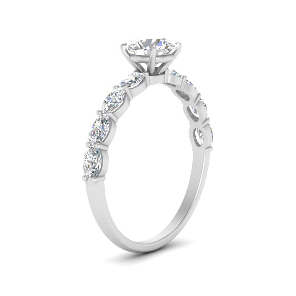 Round Shaped Oval Accented Engagement Ring with White Diamond in 950 Platinum
