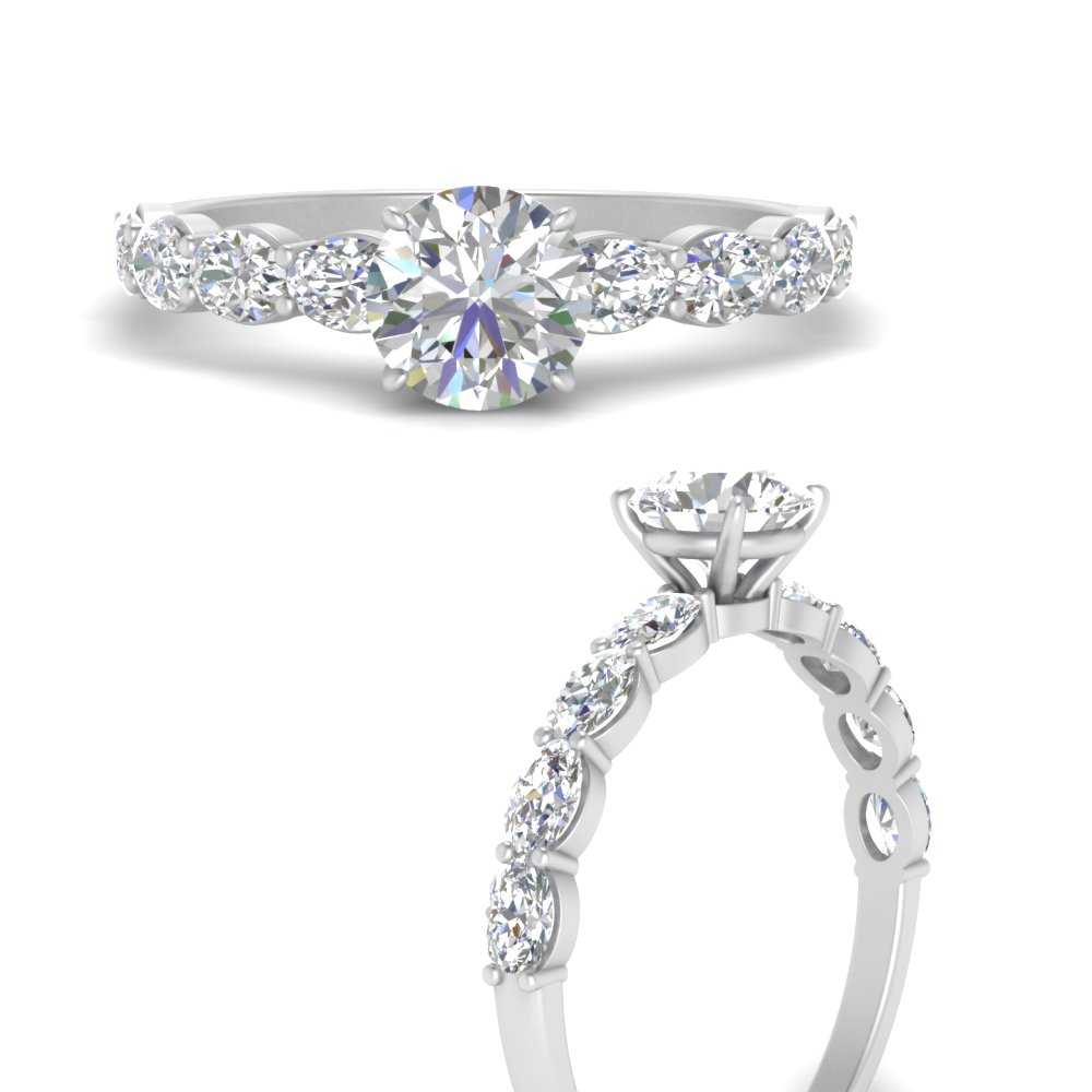 Round Shaped Oval Accented Engagement Ring with White Diamond in 950 Platinum