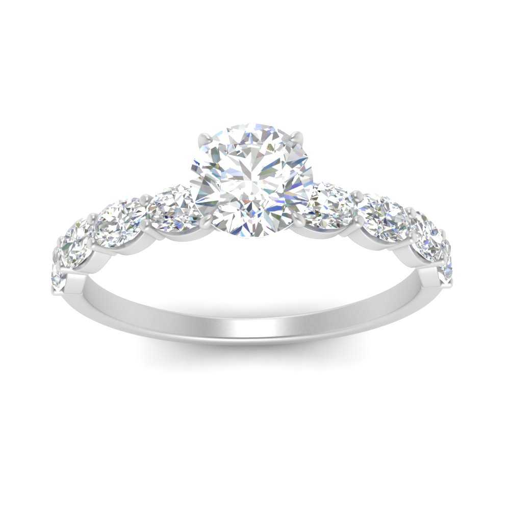 Round Shaped Oval Accented Engagement Ring with White Diamond in 950 Platinum