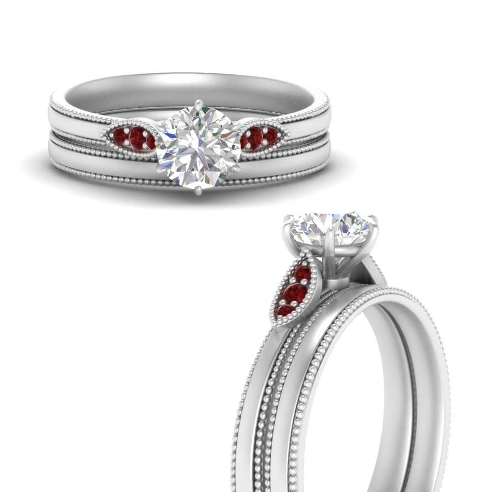 milgrain-simple-round-cut-ruby-wedding-ring-set-in-FD10070ROGRUDRANGLE3-NL-WG