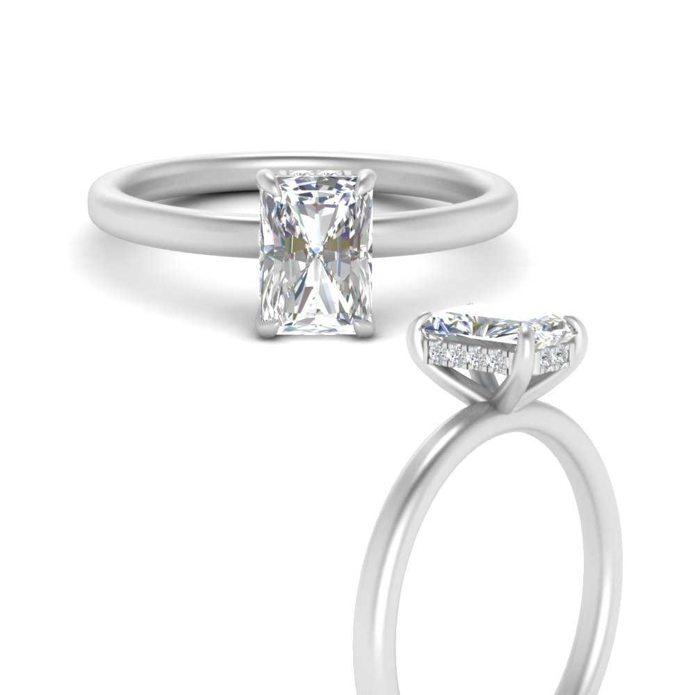 Inexpensive Hidden Halo Radiant Cut Engagement Ring | Fascinating Diamonds