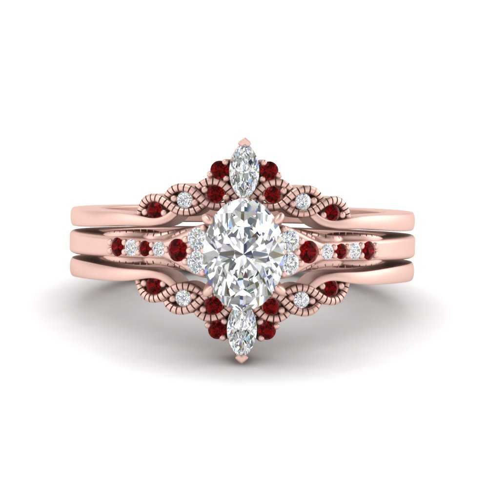 Rose gold trio on sale wedding sets