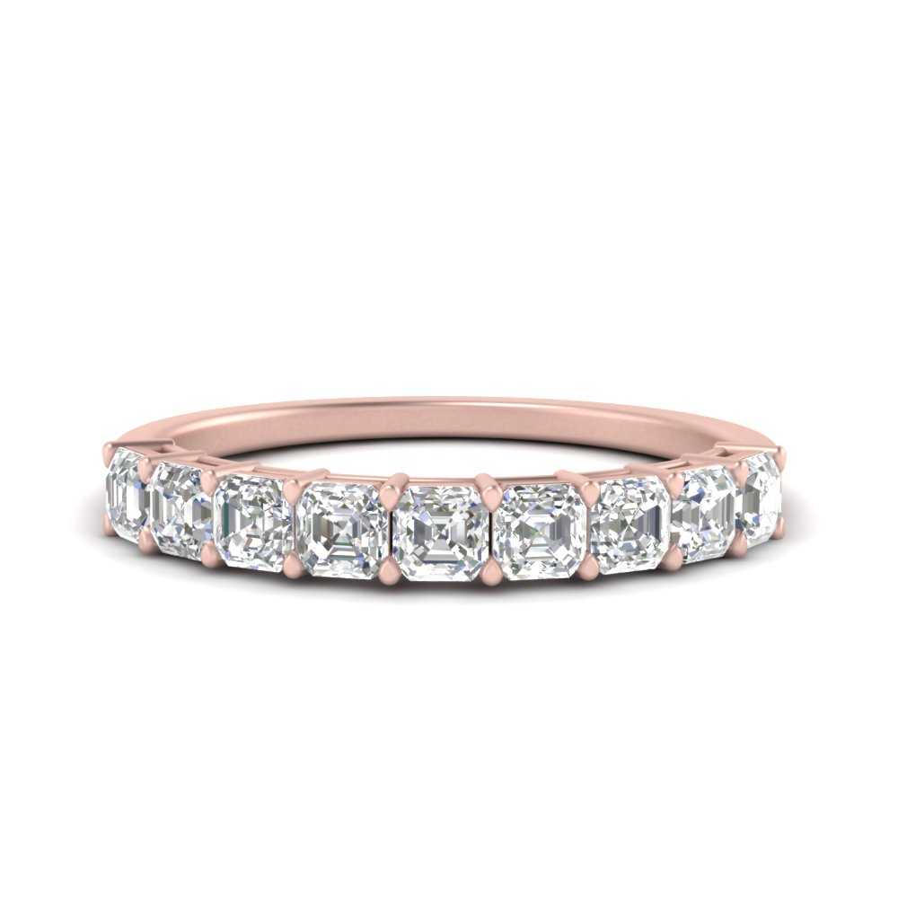 Basket Set 9 Stone Anniversary Band with White Diamond in 14K Rose Gold