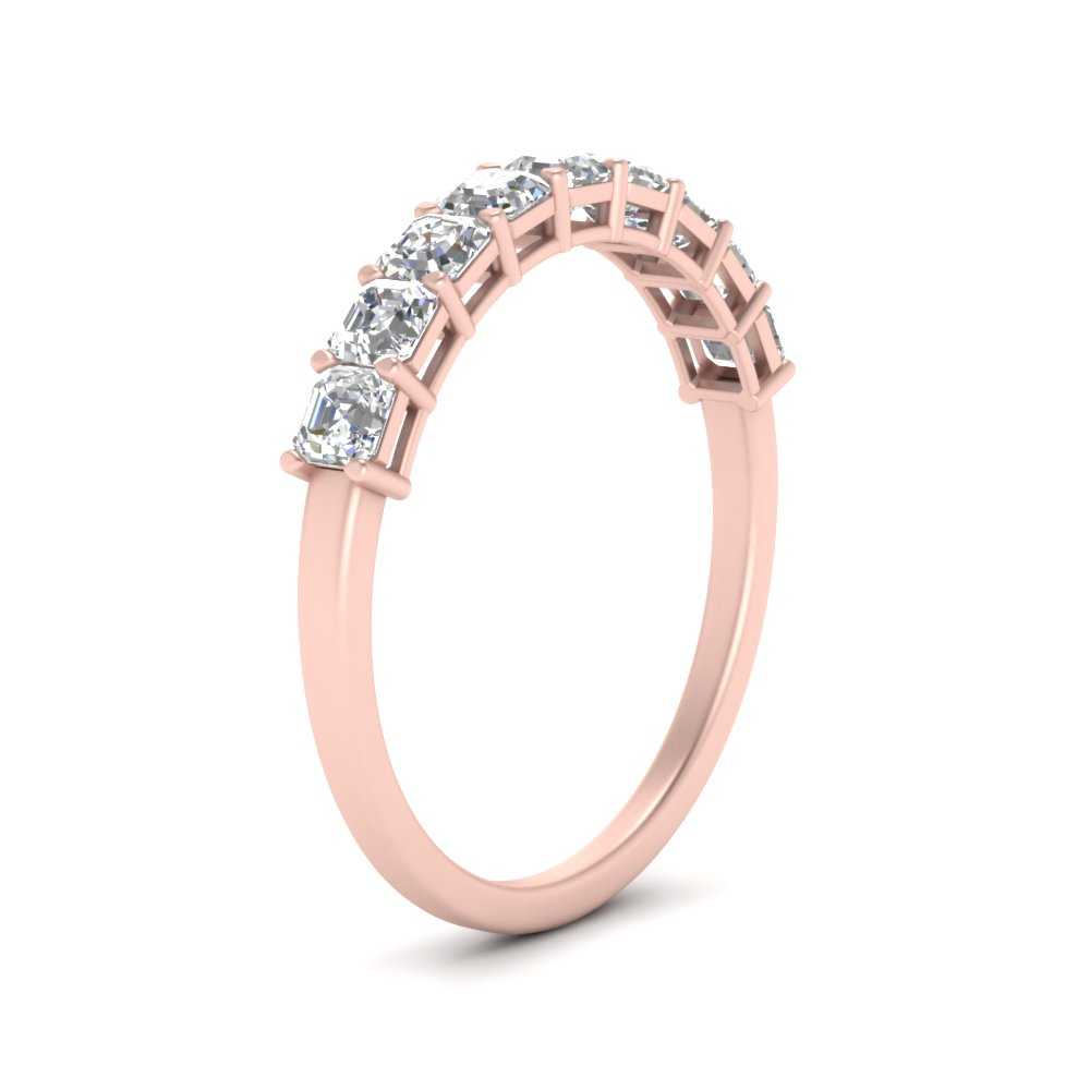 Basket Set 9 Stone Anniversary Band with White Diamond in 14K Rose Gold