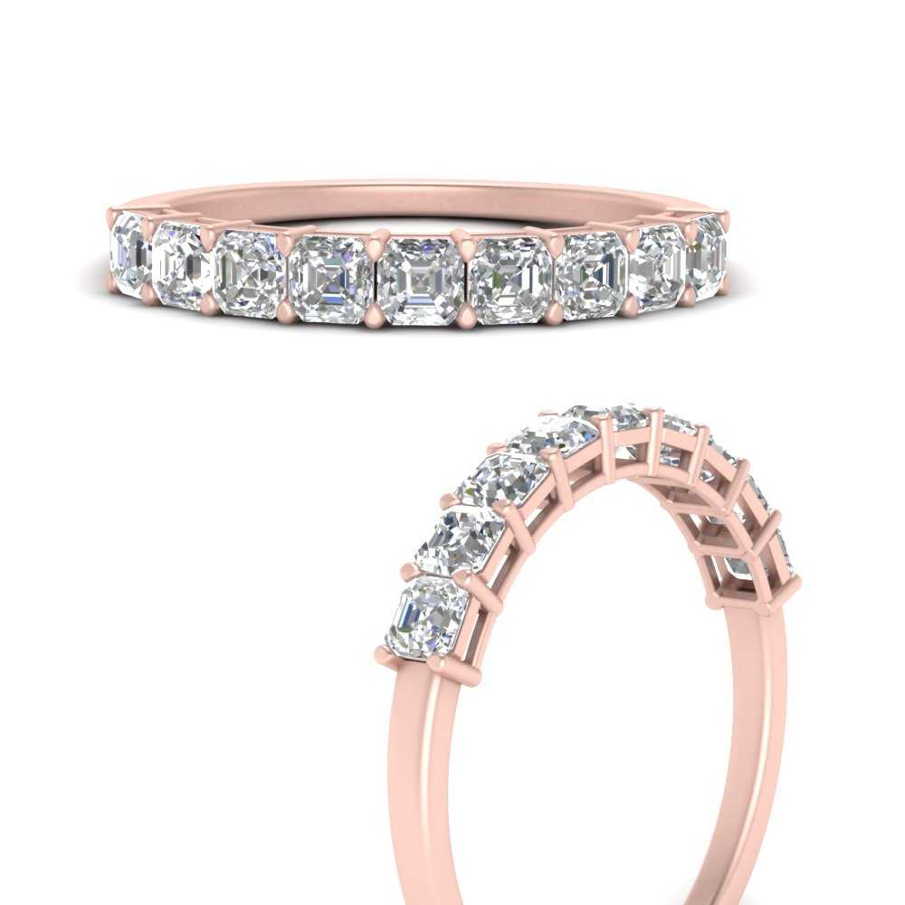 Basket Set 9 Stone Anniversary Band with White Diamond in 14K Rose Gold