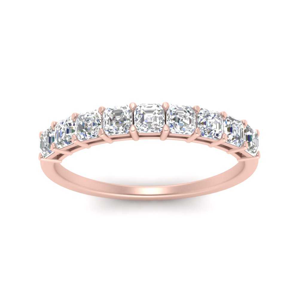 Basket Set 9 Stone Anniversary Band with White Diamond in 14K Rose Gold