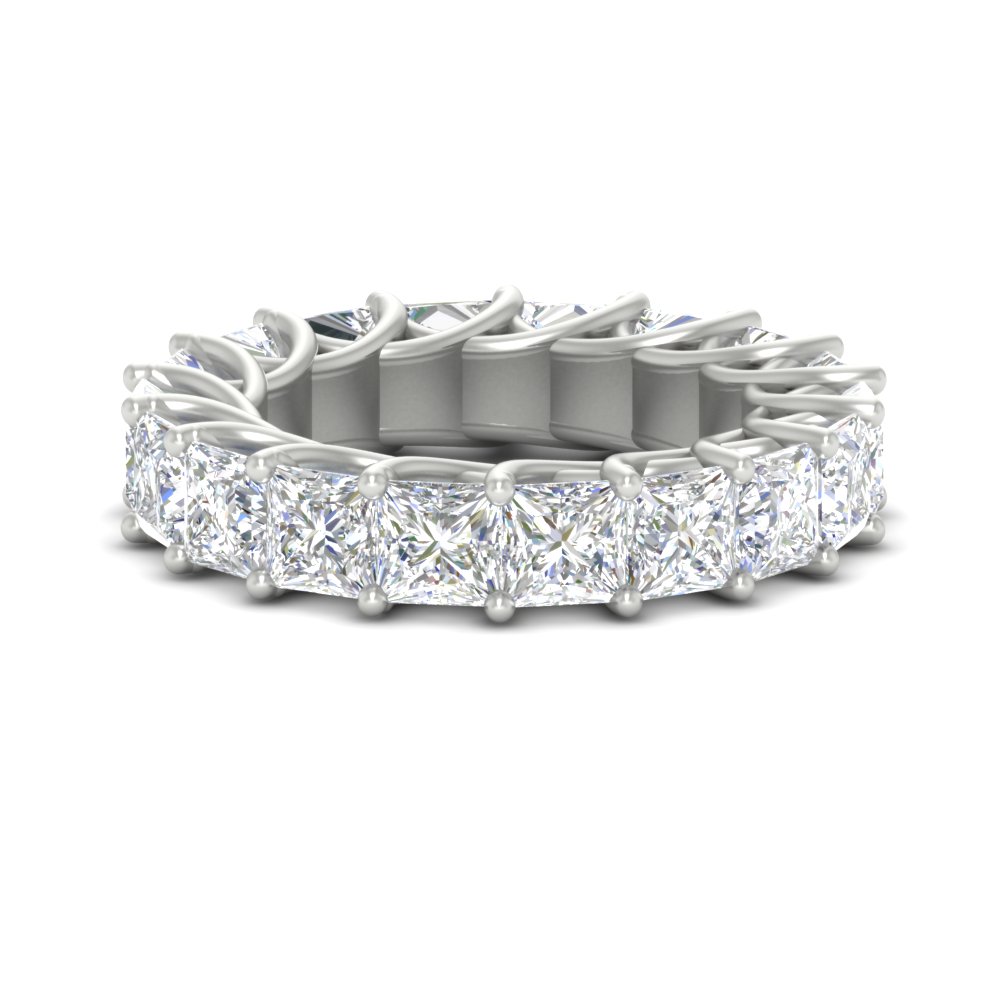 10 Carat Princess Cut Eternity Ring Band with 14K White Gold White Diamond
