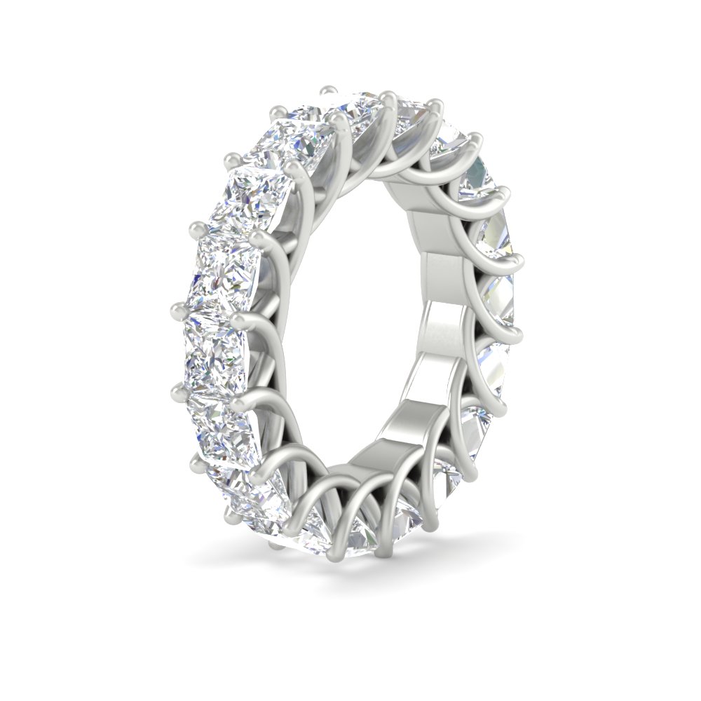 10 Carat Princess Cut Eternity Ring Band with 14K White Gold White Diamond