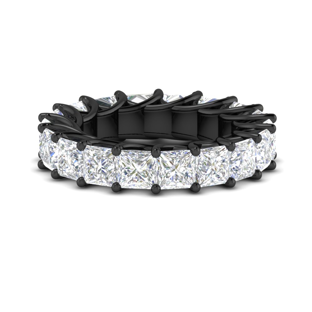 10 Carat Princess Cut Eternity Black Gold Band with 14K Black Gold White Diamond