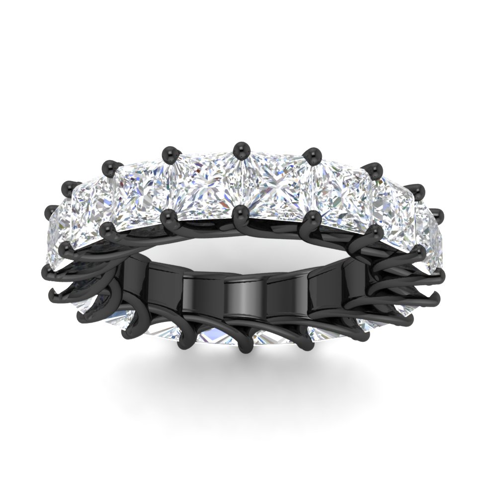 10 Carat Princess Cut Eternity Black Gold Band with 14K Black Gold White Diamond