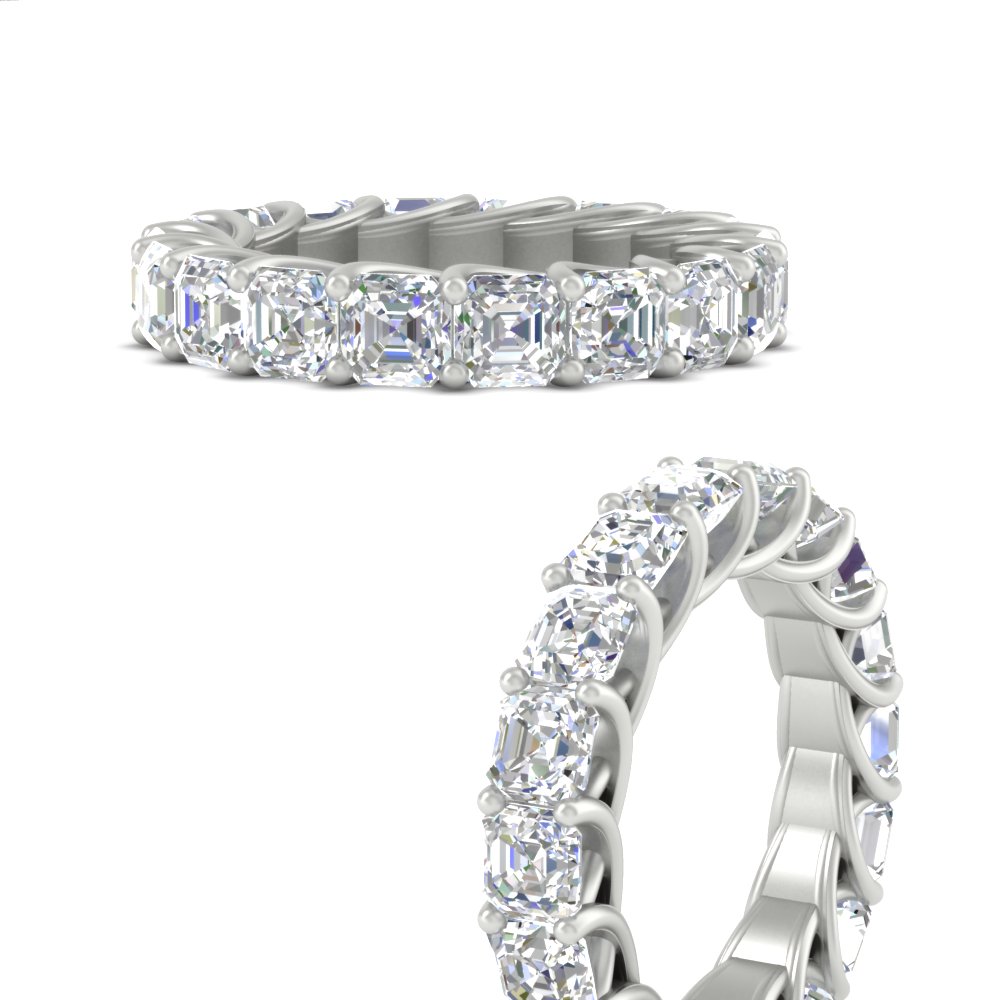 Asscher Cut 4.50 Carat Eternity Band with 14K White Gold White Diamond