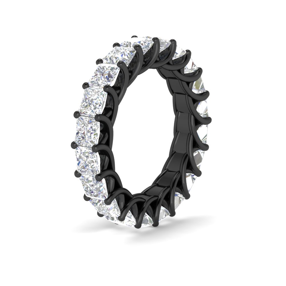 Black Gold Princess Cut 5 Carat Eternity Ring with 14K Black Gold White Diamond