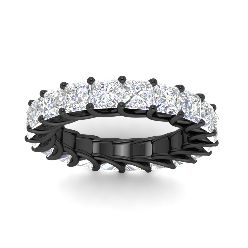 Black Gold Princess Cut 5 Carat Eternity Ring with 14K Black Gold White Diamond