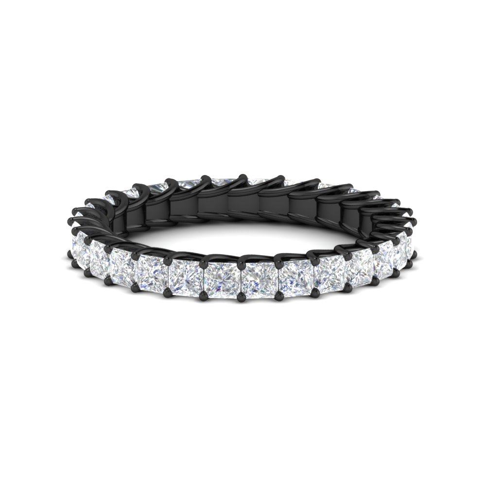 Black Gold Ladies 2 Carat Princess Cut Eternity Band with 14K Black Gold White Diamond