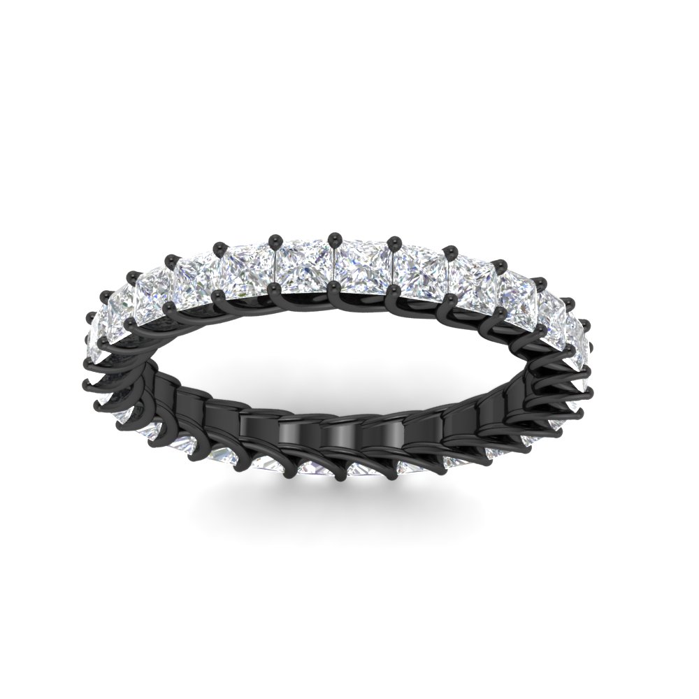 Black Gold Ladies 2 Carat Princess Cut Eternity Band with 14K Black Gold White Diamond