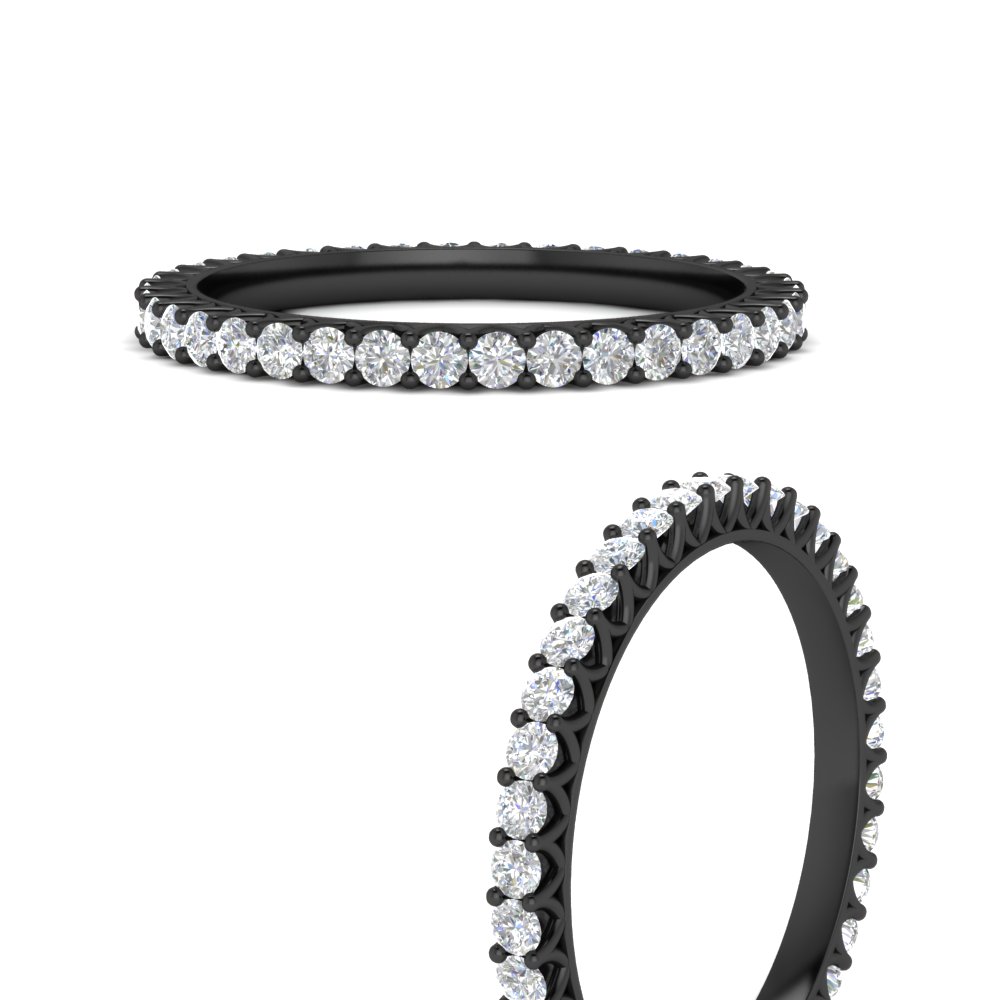 0.50 Carat V Prong Round Diamond Black Band with 14K Black Gold White Diamond