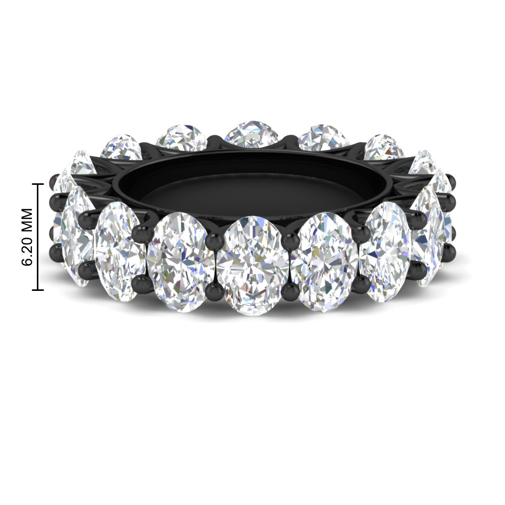 10 Carat Oval Diamond Wedding Ring Black Band Eternity with 14K Black Gold White Diamond