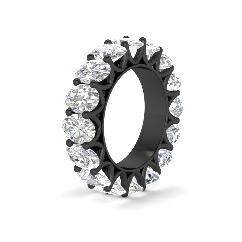 10 Carat Oval Diamond Wedding Ring Black Band Eternity with 14K Black Gold White Diamond
