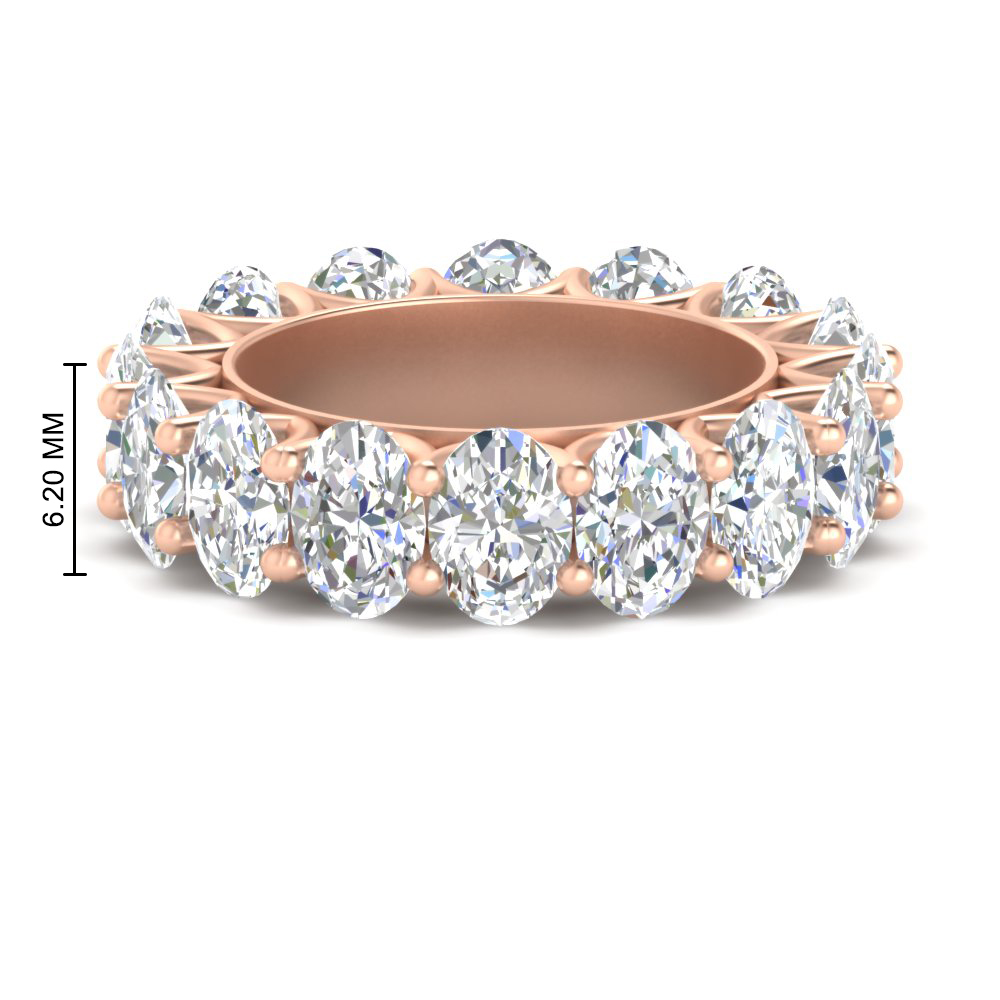 10 Carat Oval Diamond Wedding Ring Band Eternity with 14K Rose Gold White Diamond