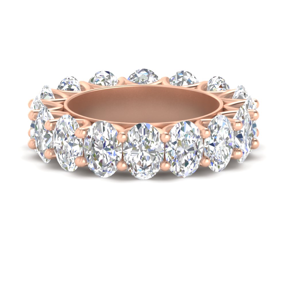 10 Carat Oval Diamond Wedding Ring Band Eternity with 14K Rose Gold White Diamond