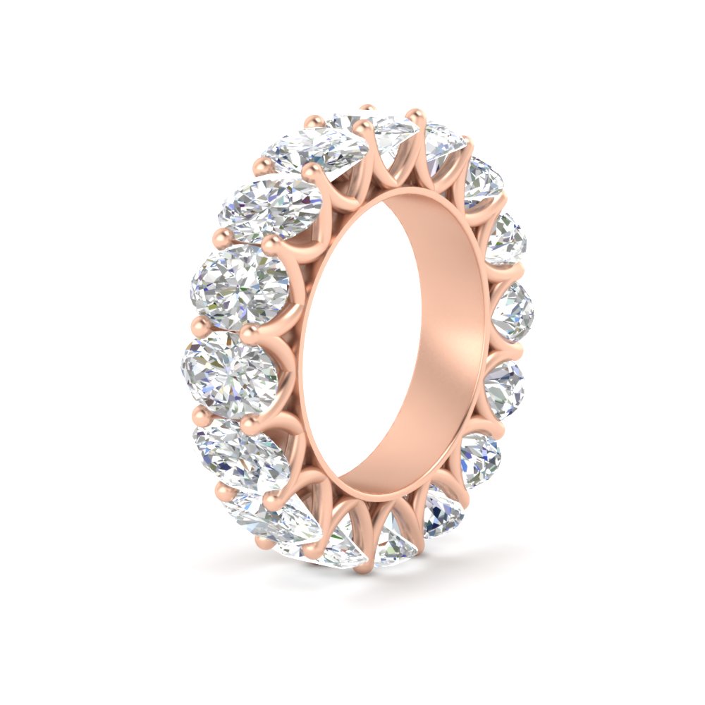 10 Carat Oval Diamond Wedding Ring Band Eternity with 14K Rose Gold White Diamond