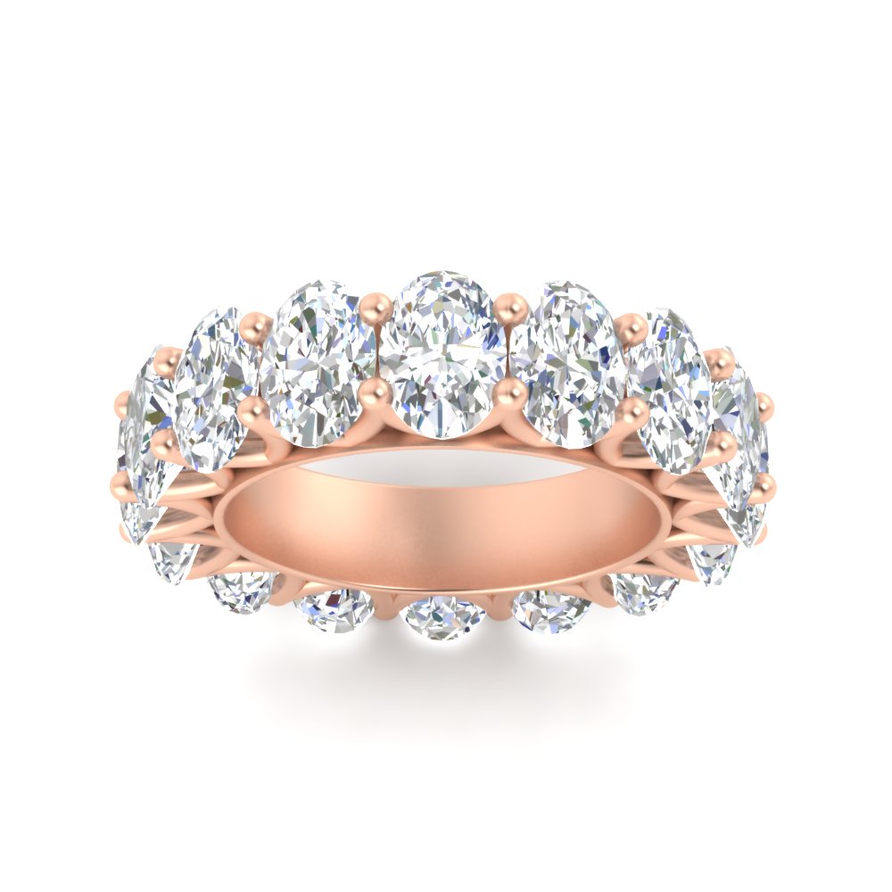 10 Carat Oval Diamond Wedding Ring Band Eternity with 14K Rose Gold White Diamond