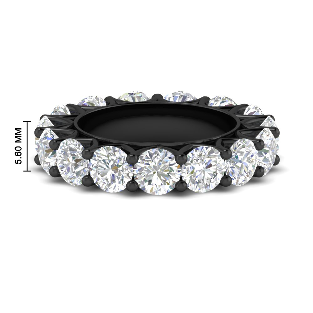 10 Carat Round Eternity Black Band Ring with 14K Black Gold White Diamond